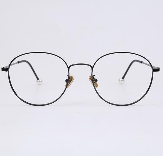 金属复古圆框眼镜 珍珠镜腿细框质感轻镜架双色 眼镜批发 工厂